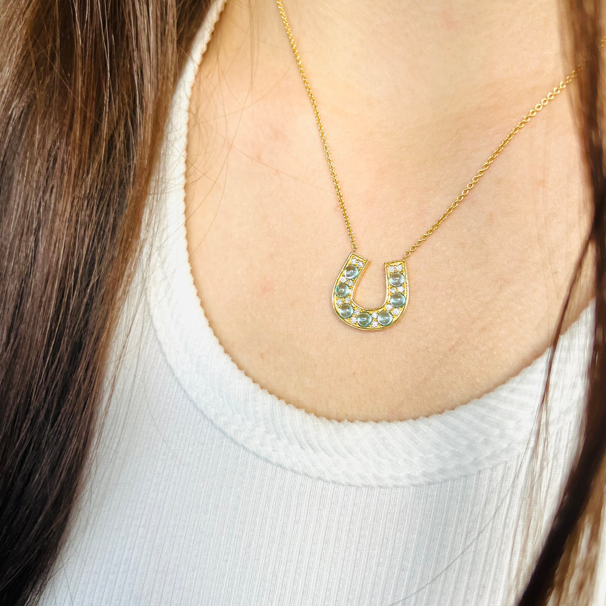 APATITE DIAMOND HORSESHOE NECKLACE
