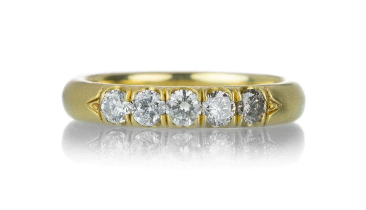 GRAY DIAMOND GOLD STACKING BAND