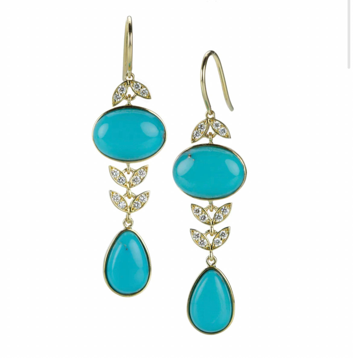 SLEEPING BEAUTY TURQUOISE DIAMOND EARRINGS