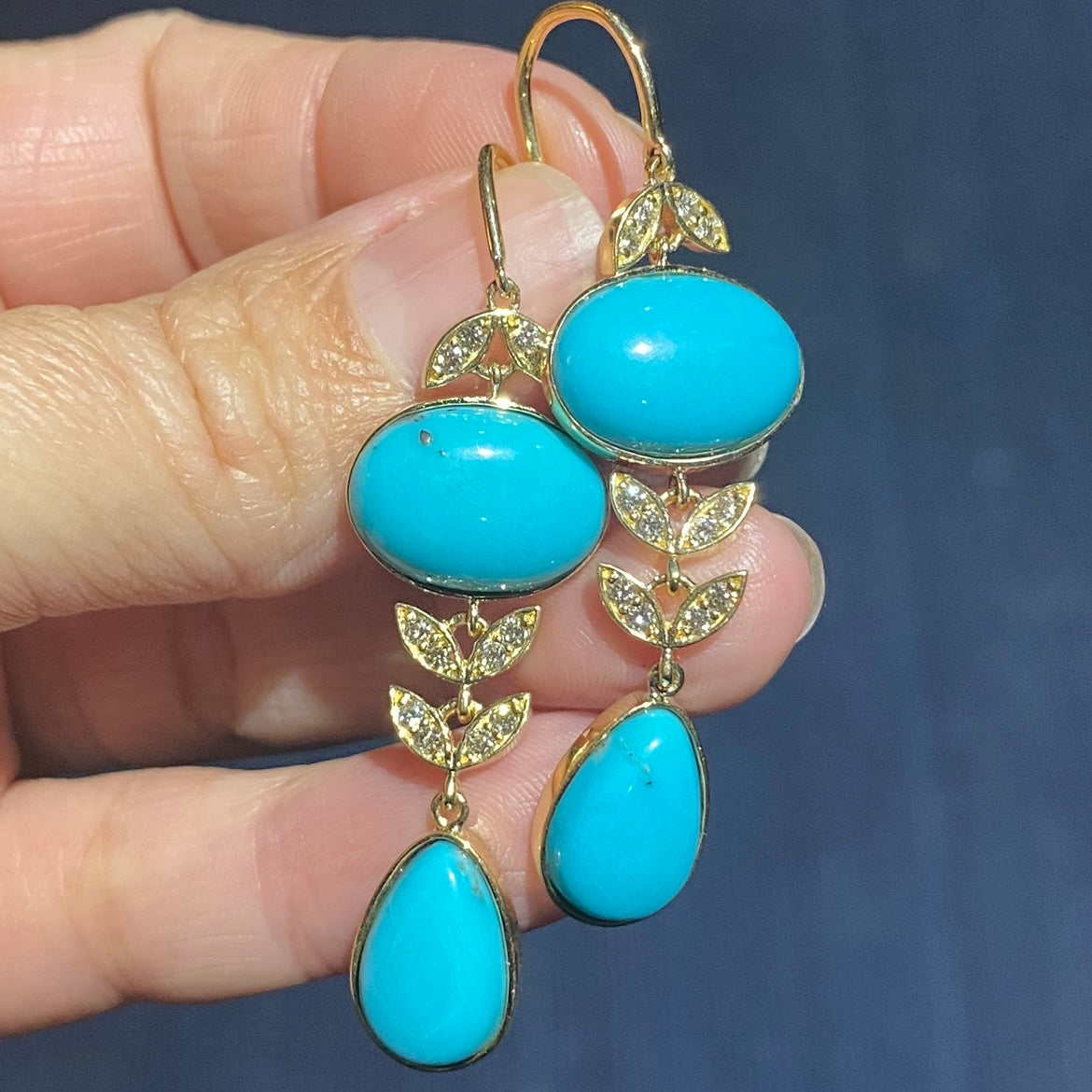 SLEEPING BEAUTY TURQUOISE DIAMOND EARRINGS