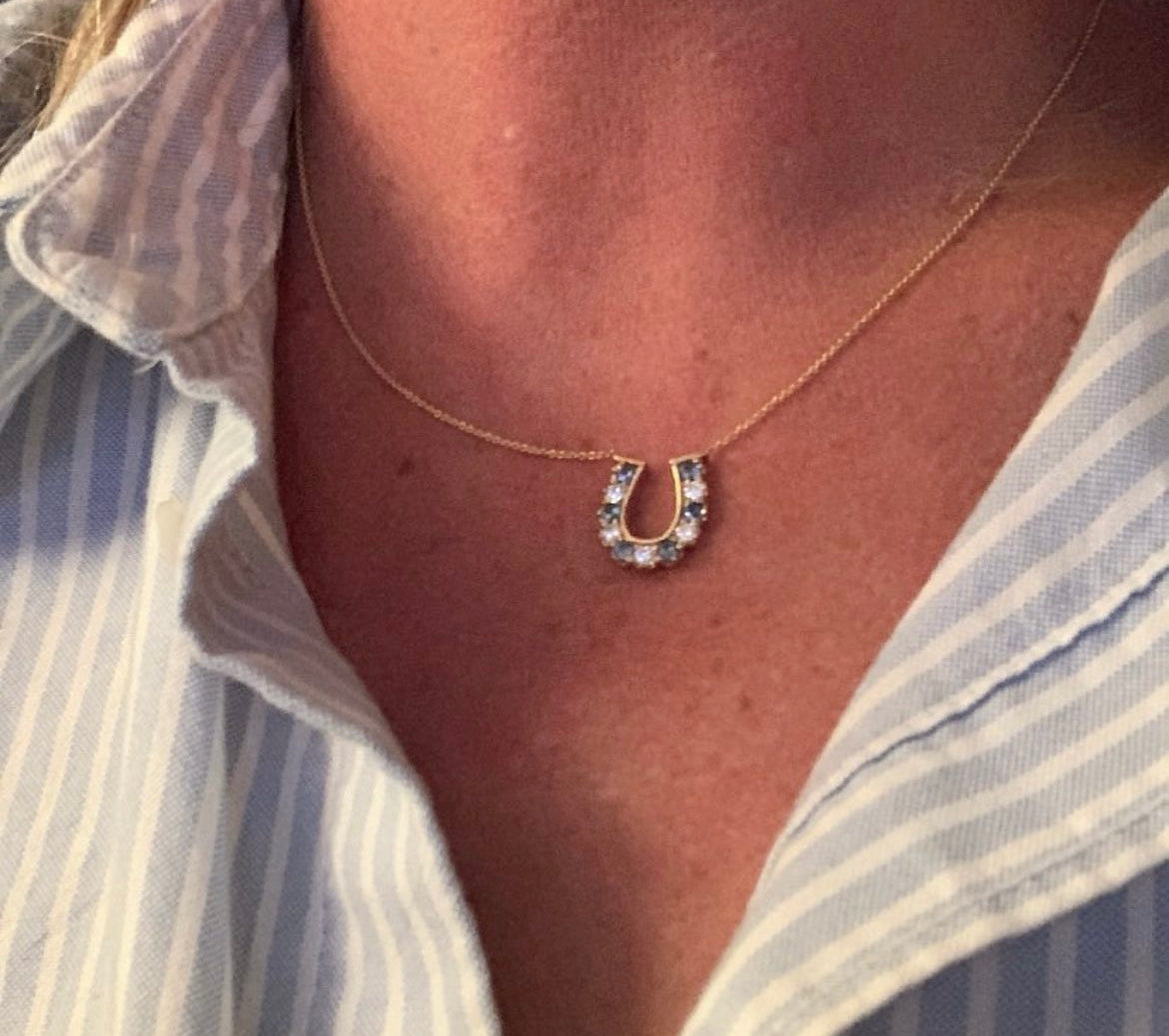 BLUE MONTANA SAPPHIRE HORSESHOE NECKLACE