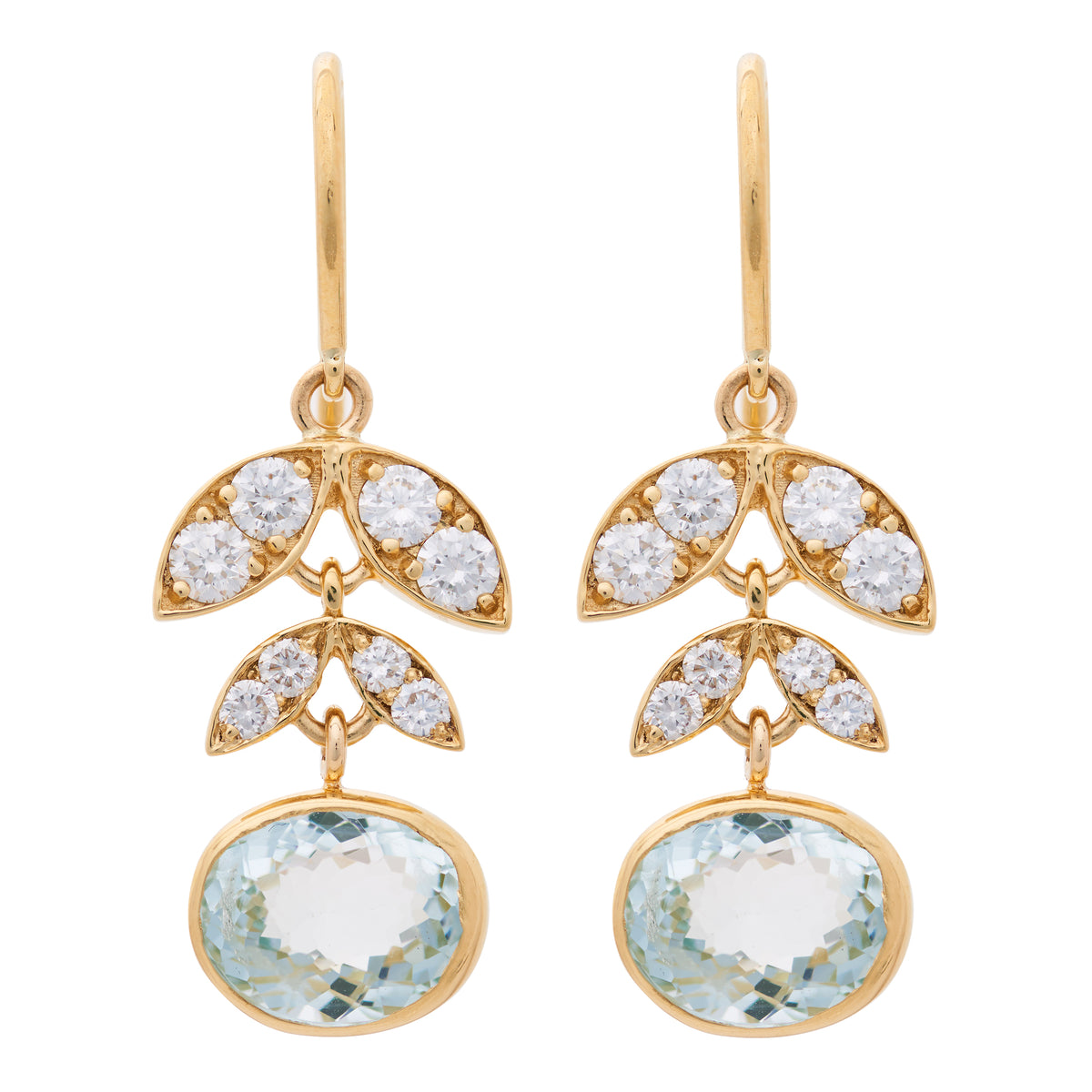 AQUAMARINE DIAMOND LOTUS EARRINGS