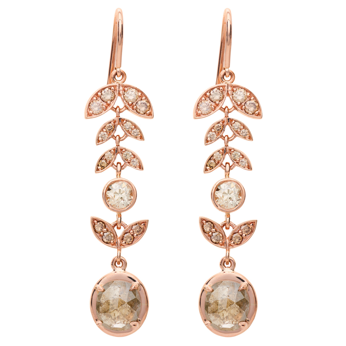 CHAMPAGNE DIAMOND LOTUS EARRINGS