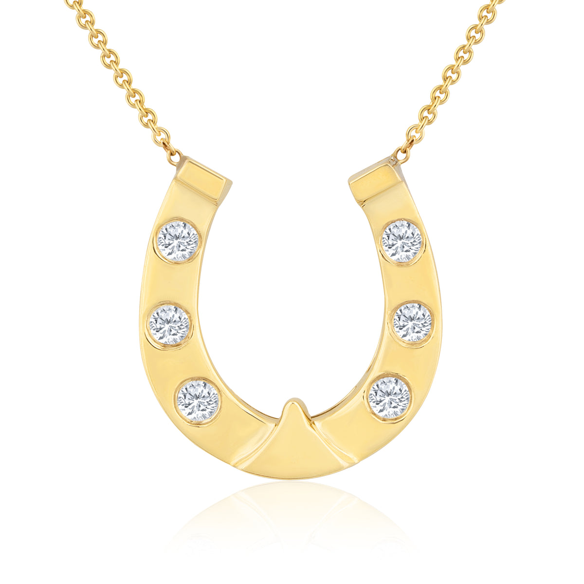 Amazon.com: Lucky Horseshoe Necklace Yellow Gold Filled Hammered 16 inch  chain length : Handmade Products