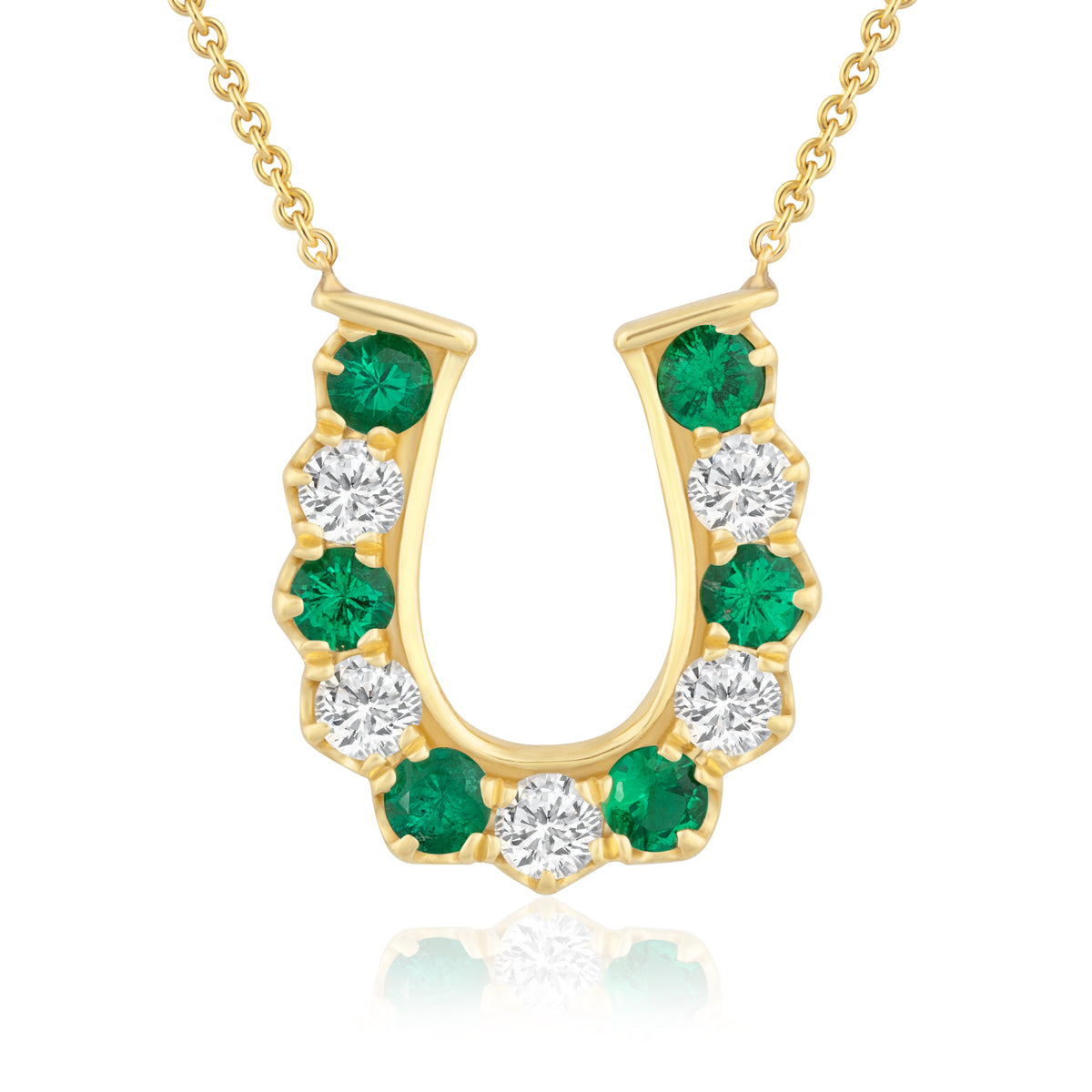 CLASSIC DIAMOND EMERALD HORSESHOE NECKLACE