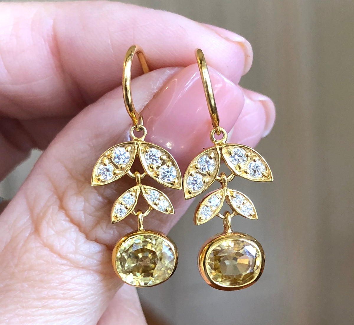 GOLDEN ZIRCON LOTUS EARRINGS
