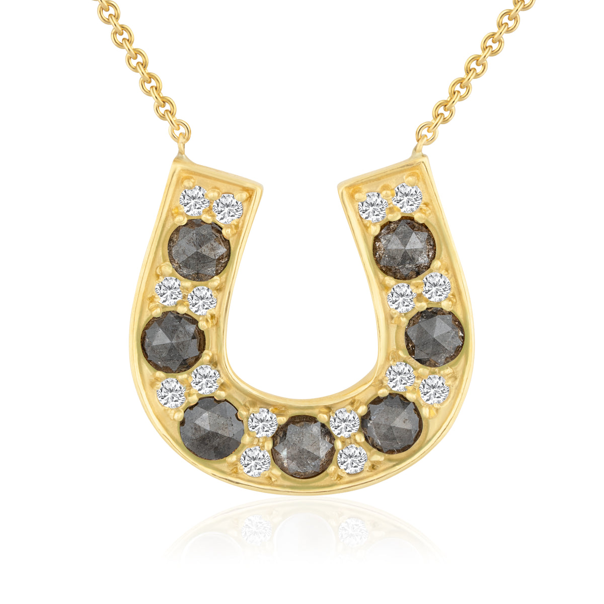 GRAY DIAMOND ROSE-CUT HORSESHOE NECKLACE