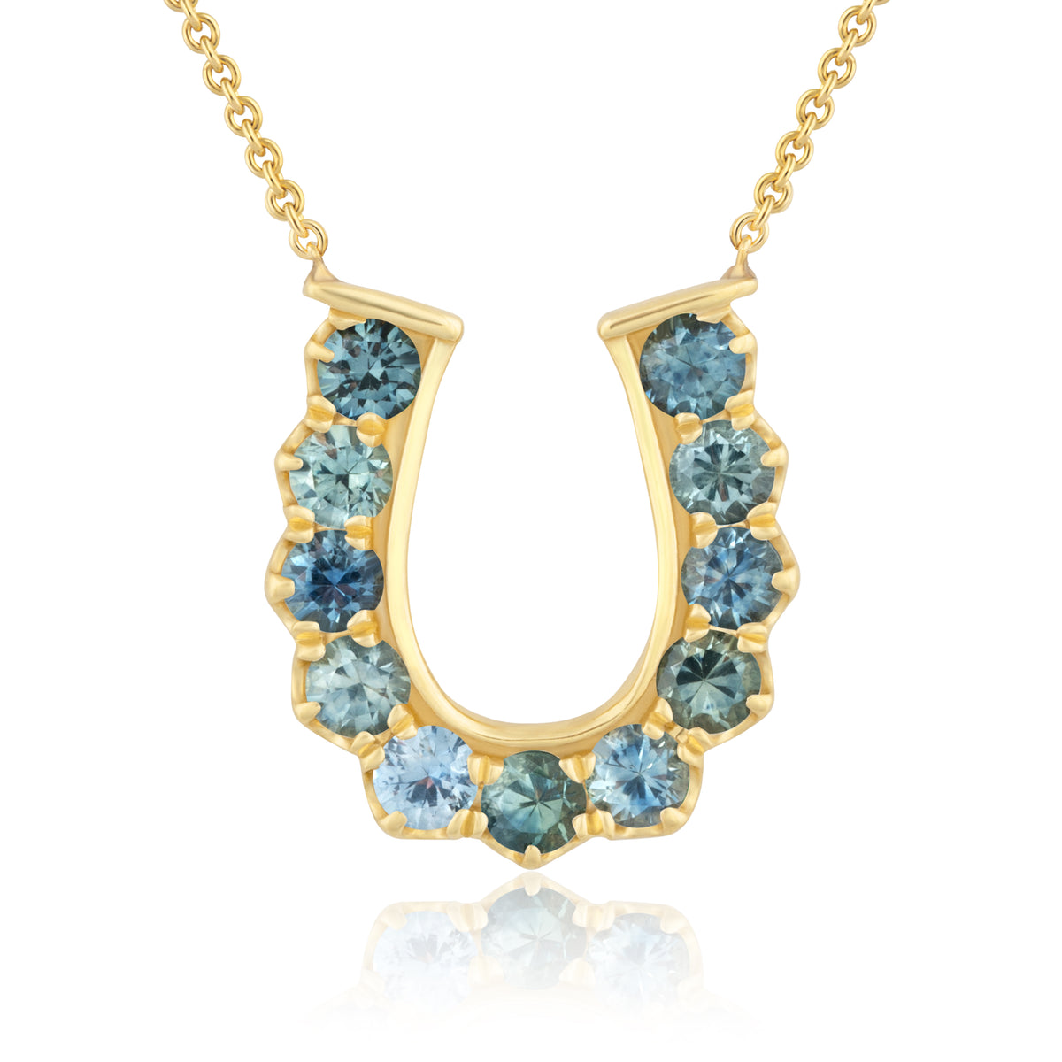 BLUE MONTANA SAPPHIRE HORSESHOE NECKLACE