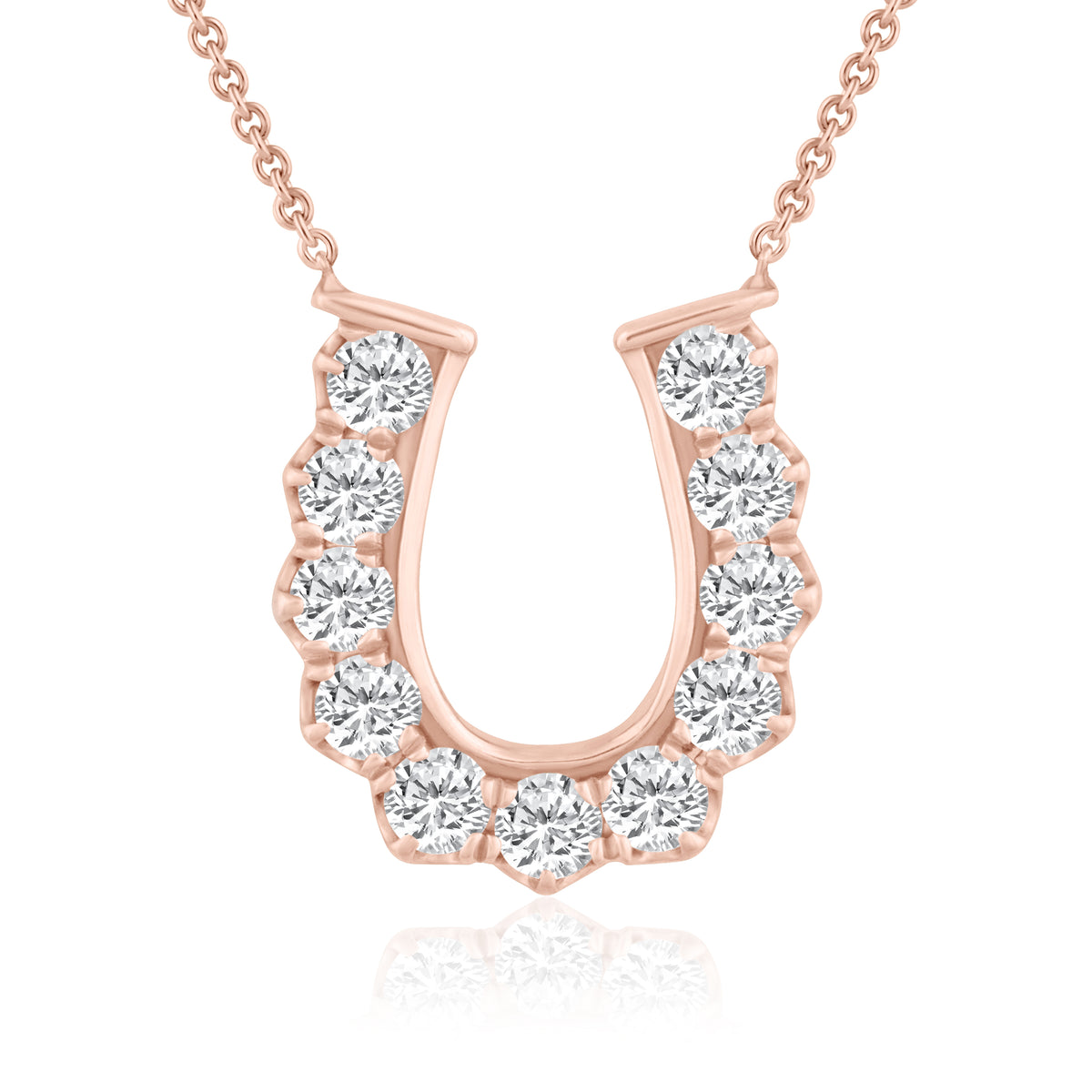 14K ROSE CLASSIC DIAMOND HORSESHOE NECKLACE