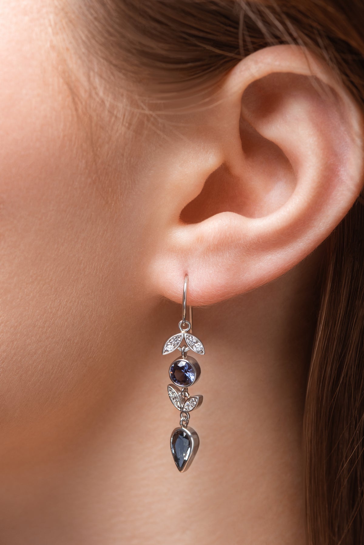 PLATINUM DIAMOND SPINEL LOTUS EARRINGS