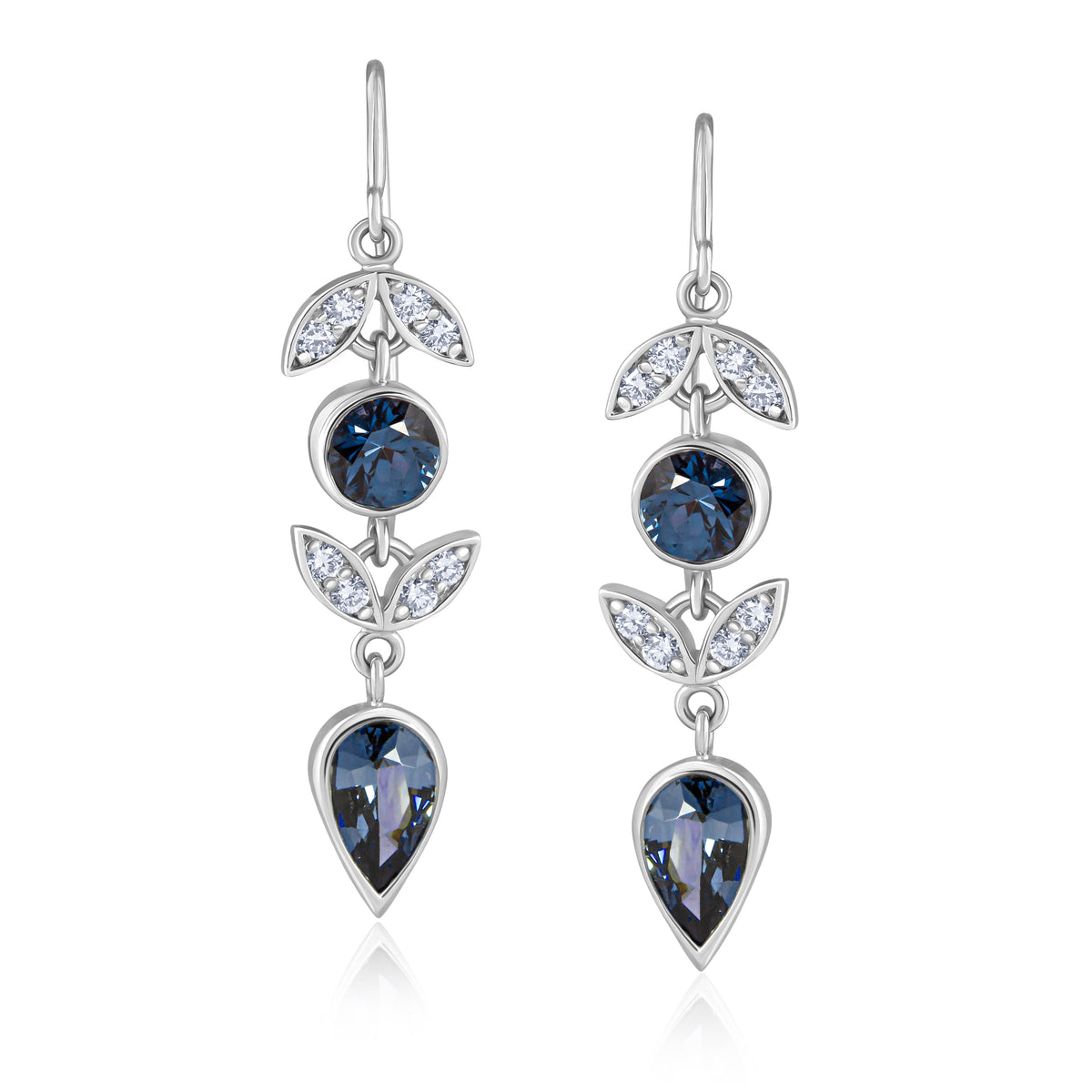 PLATINUM DIAMOND SPINEL LOTUS EARRINGS