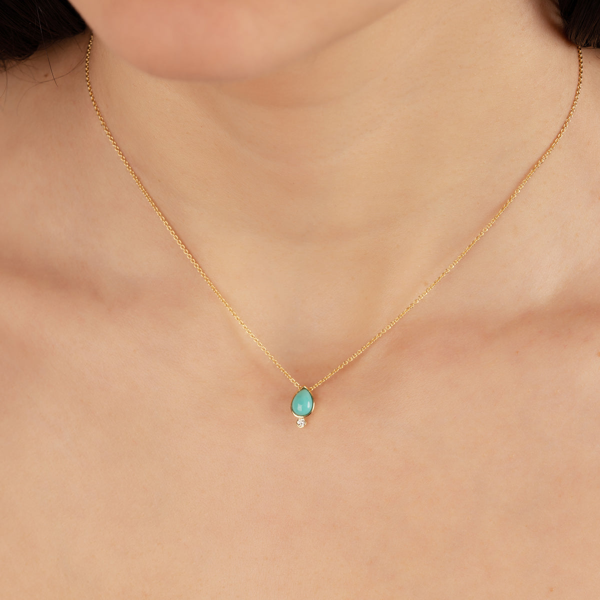 TURQUOISE DIAMOND SACRED SEED NECKLACE