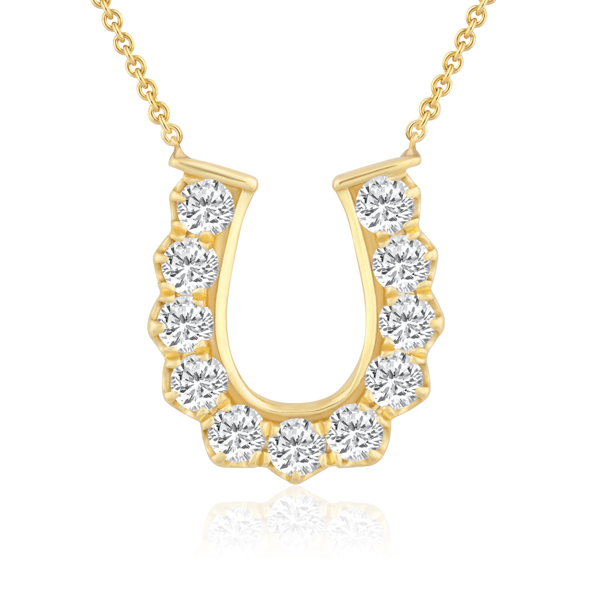 14K YELLOW CLASSIC DIAMOND HORSESHOE NECKLACE