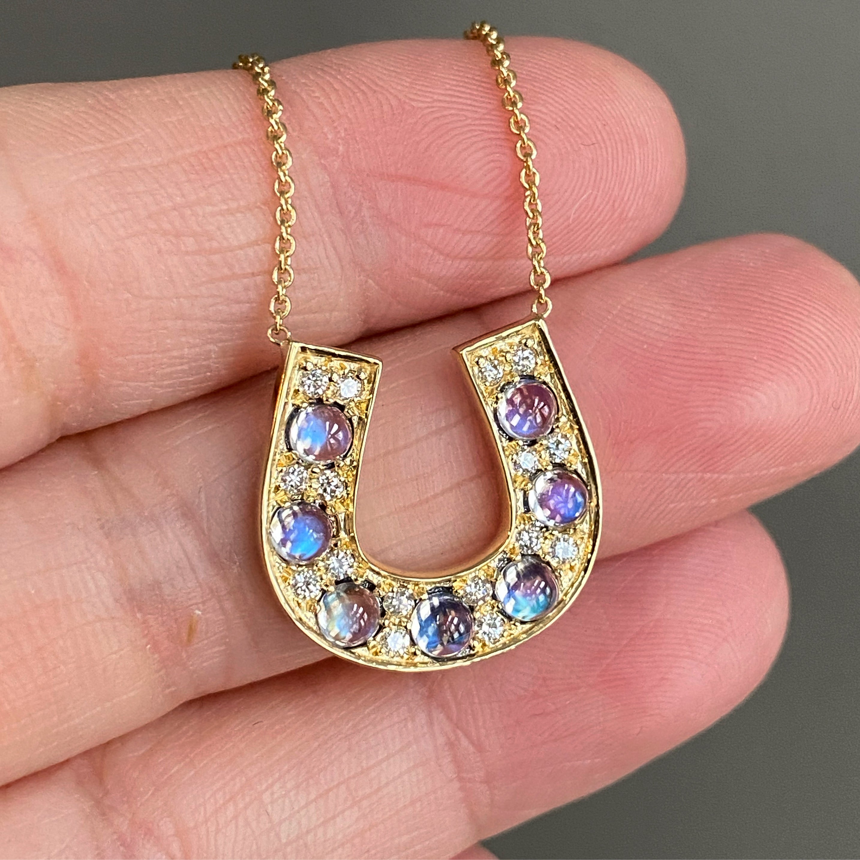 14K Gold Diamond Emerald HorseShoe Pendant Necklace – Boylerpf