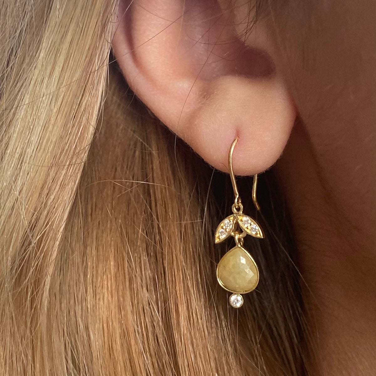 YELLOW DIAMOND ROSE CUT LOTUS EARRINGS 1.75CTTW