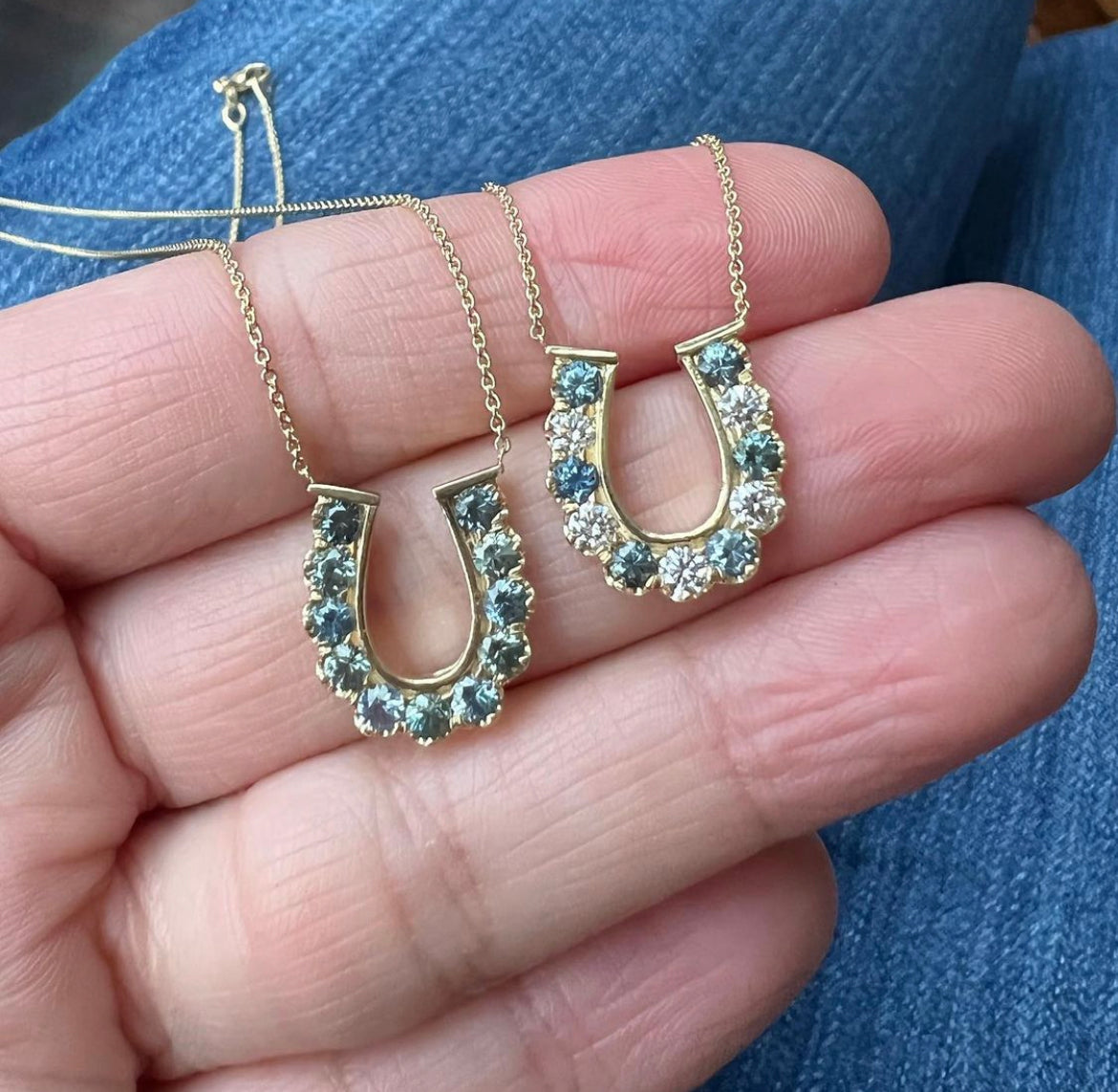 BLUE MONTANA SAPPHIRE HORSESHOE NECKLACE