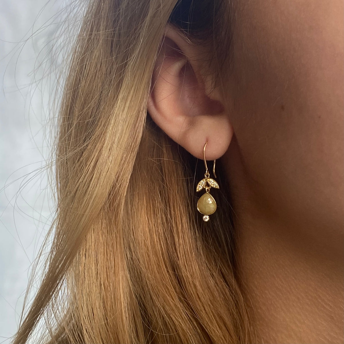 YELLOW DIAMOND ROSE CUT LOTUS EARRINGS 1.75CTTW